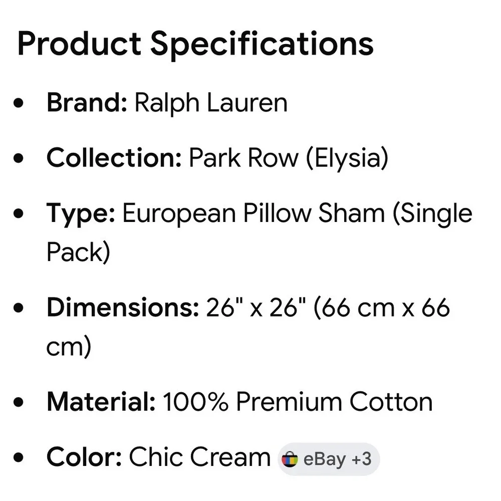 Ralph Lauren Park Row Elysia European Sham Chic Cream Matelasse Cotton 26x26 NEW